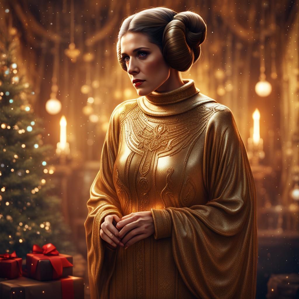 Princess Leia at home at Christmas time