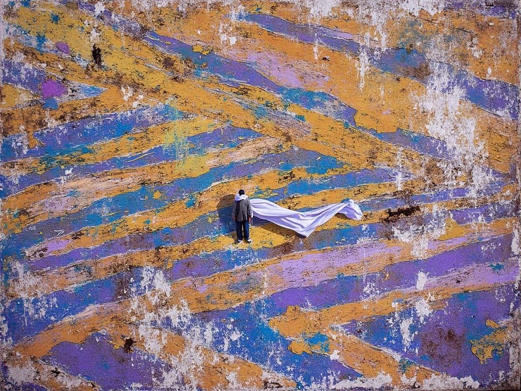 Man with a Scarf Caught in the Breeze