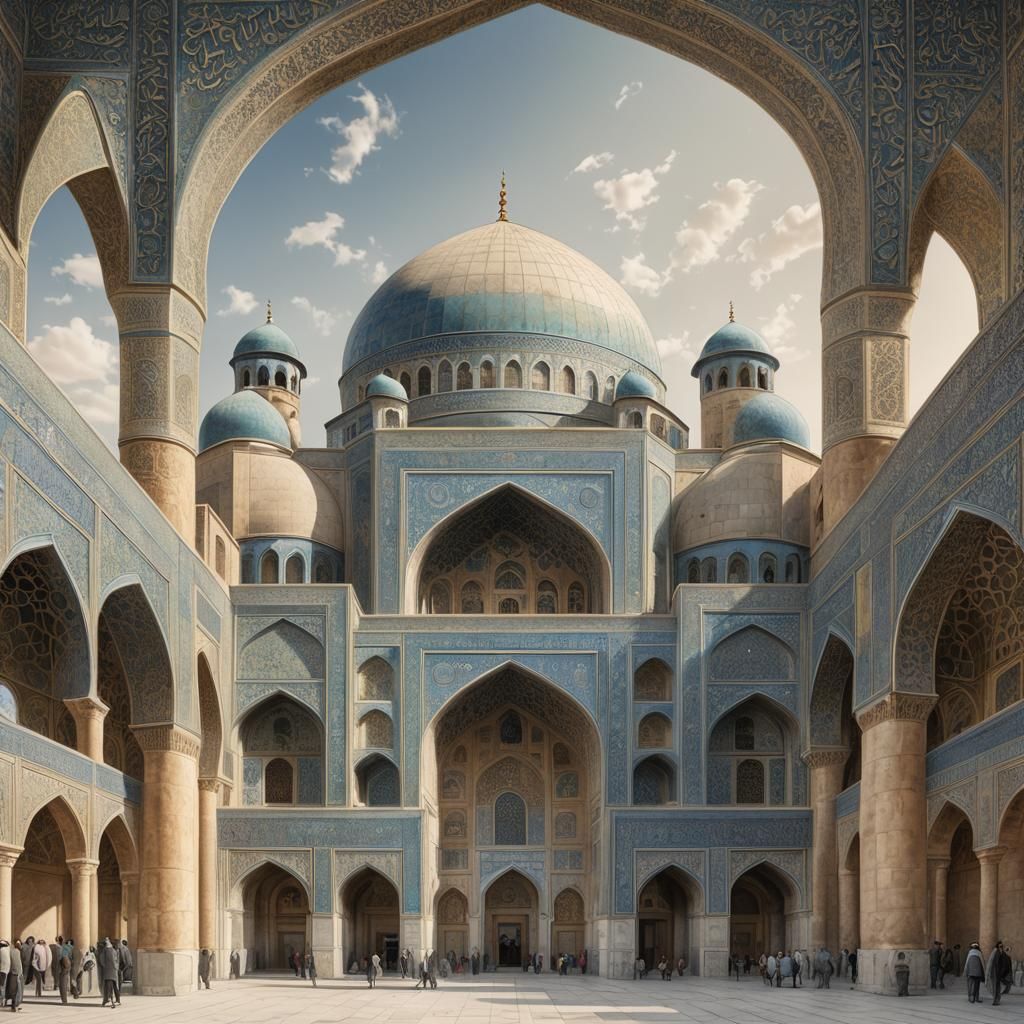 Isfahan Shah Mosque: Hyperdetailed Pencil Sketch