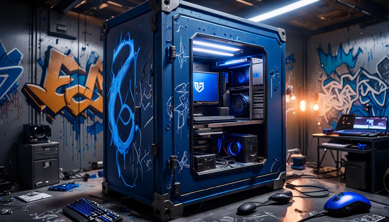 Graffiti Gaming Room in Metal Box, Macro Photography