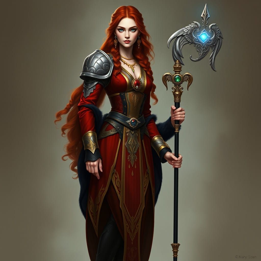 Regal Noblewoman in Opulent Armor