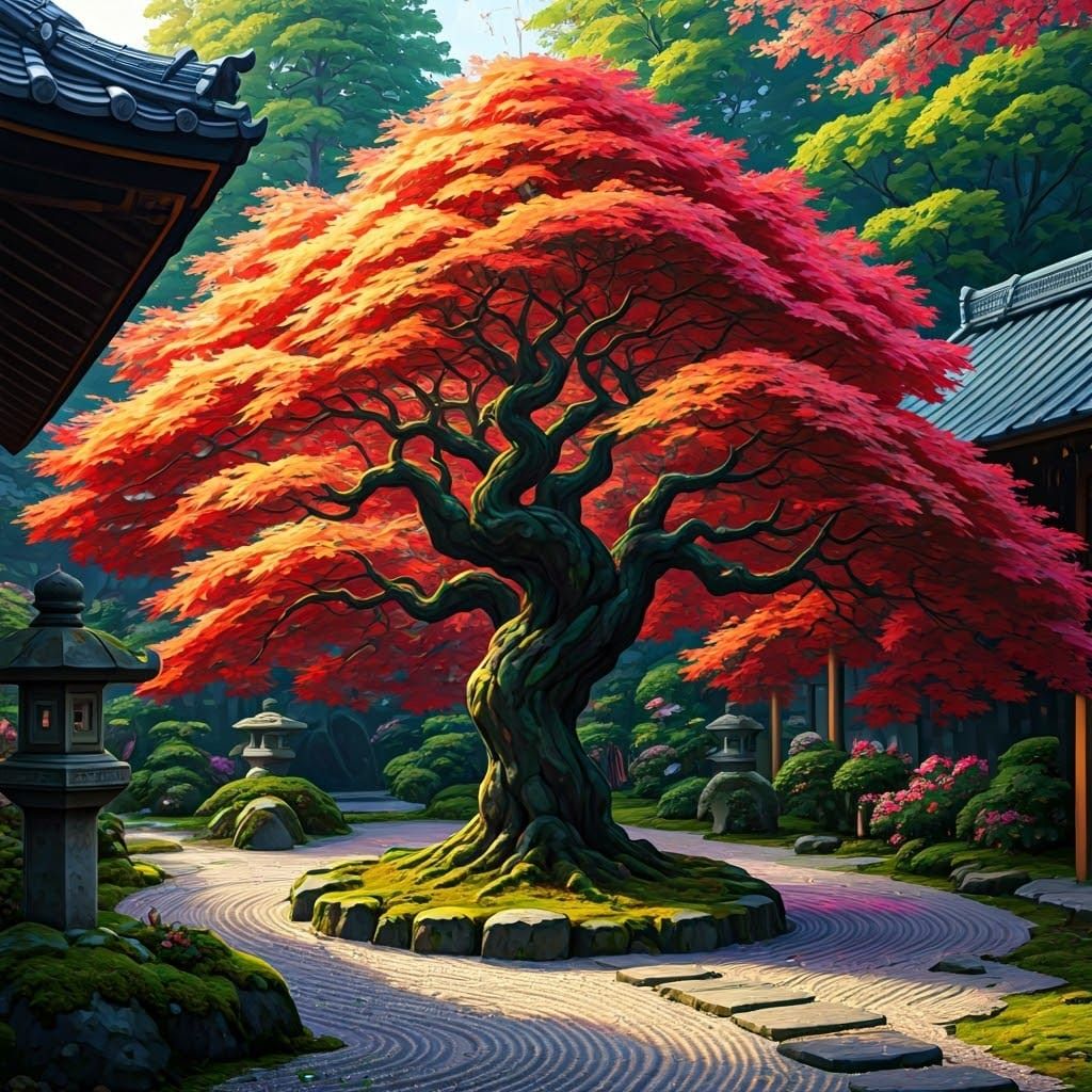 Japanese Maple in Surrealist Garden