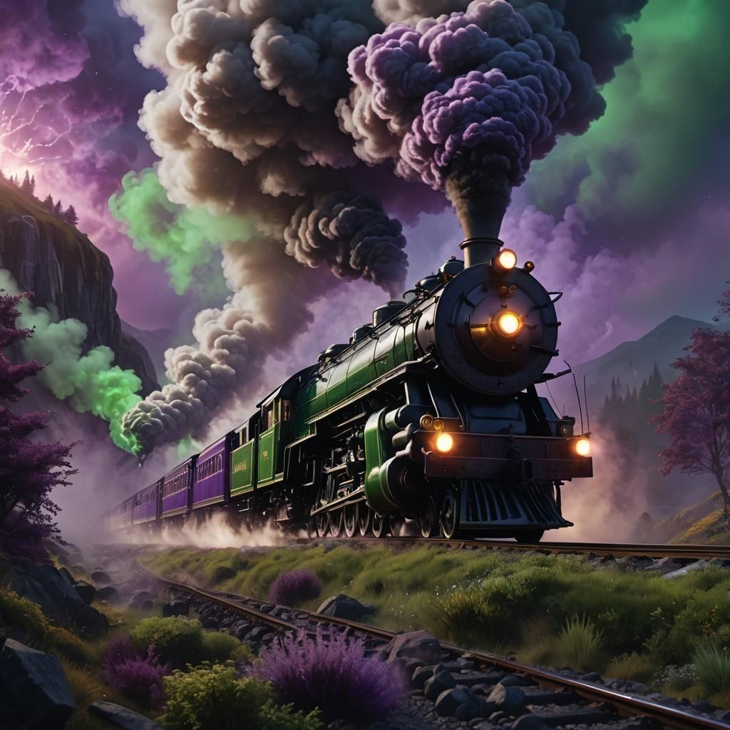 Fantasy Train Blazes Through Dreamlike Landscape