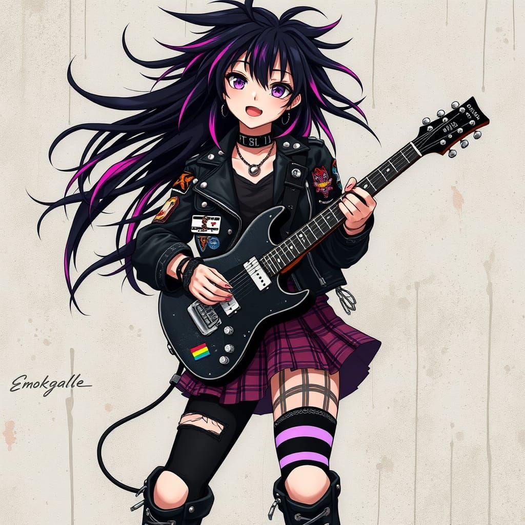 Rebellious Emo Trans Girl in Anime Style with Edgy Look