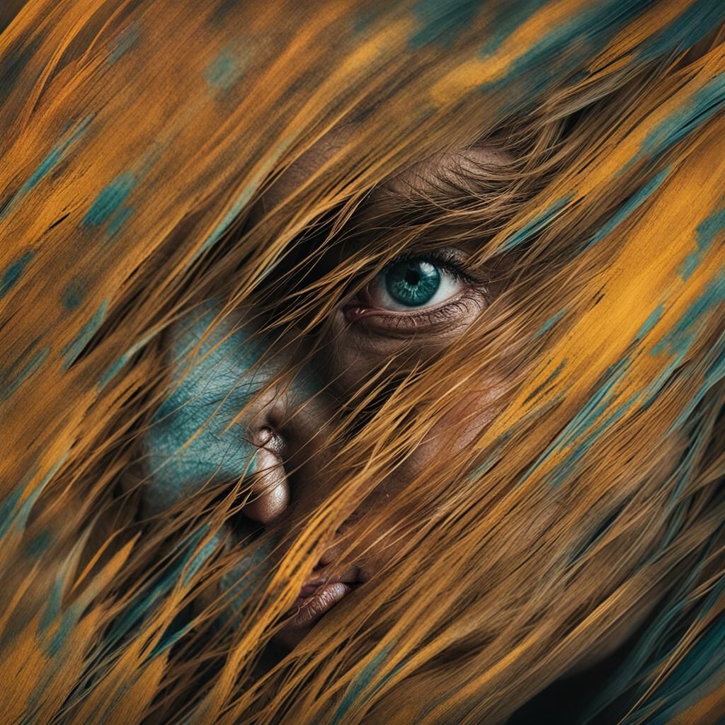 Abstract Overlay Portrait in 3D