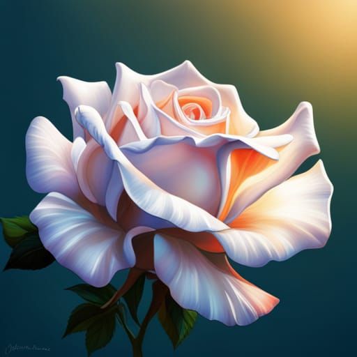 Hyperrealistic White Rose Splash Art