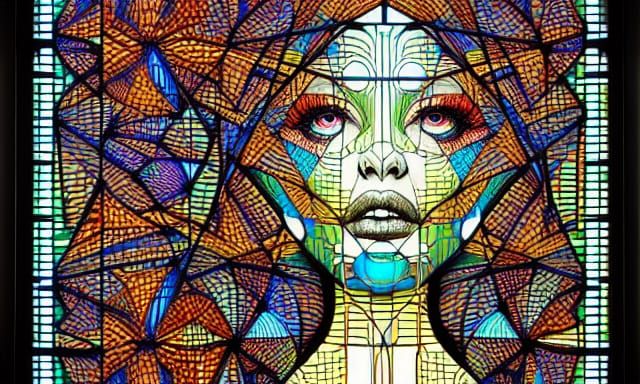 Surreal Stained Glass Geometric AI Art