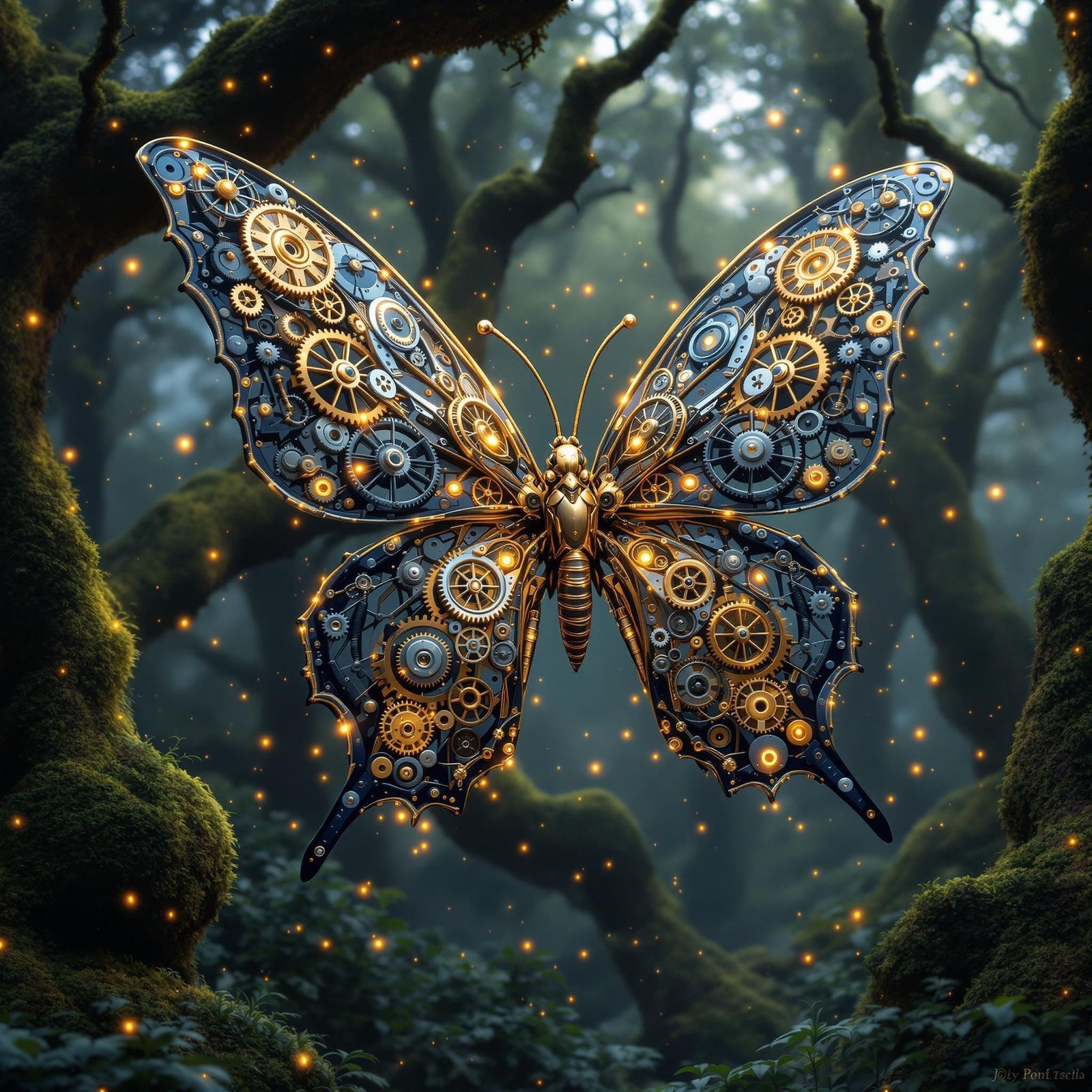 Steampunk Butterfly in Flight