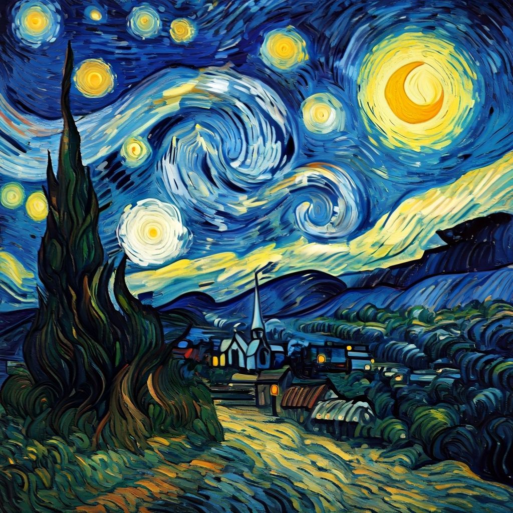 Lone Figure in Swirling Landscape, Impasto Painting