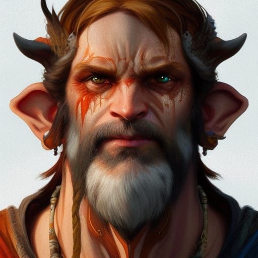 Firbolg Fire Mage Portrait in Hyperdetailed Style