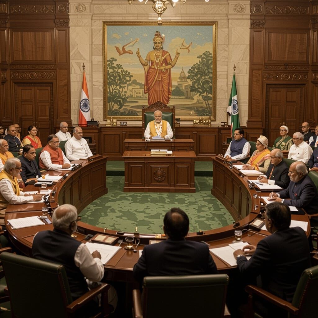 Indian Parliament's Rajya Sabha in Classical Style
