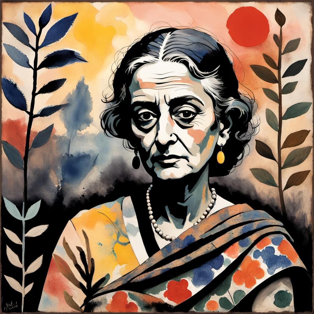 Amazon Queen Portrait in Art Brut Style