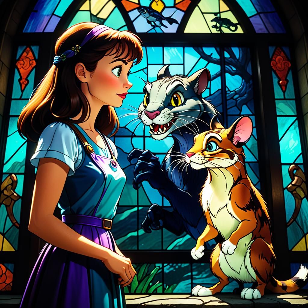 Stained Glass Image of Brandi and Mr. Whiskers