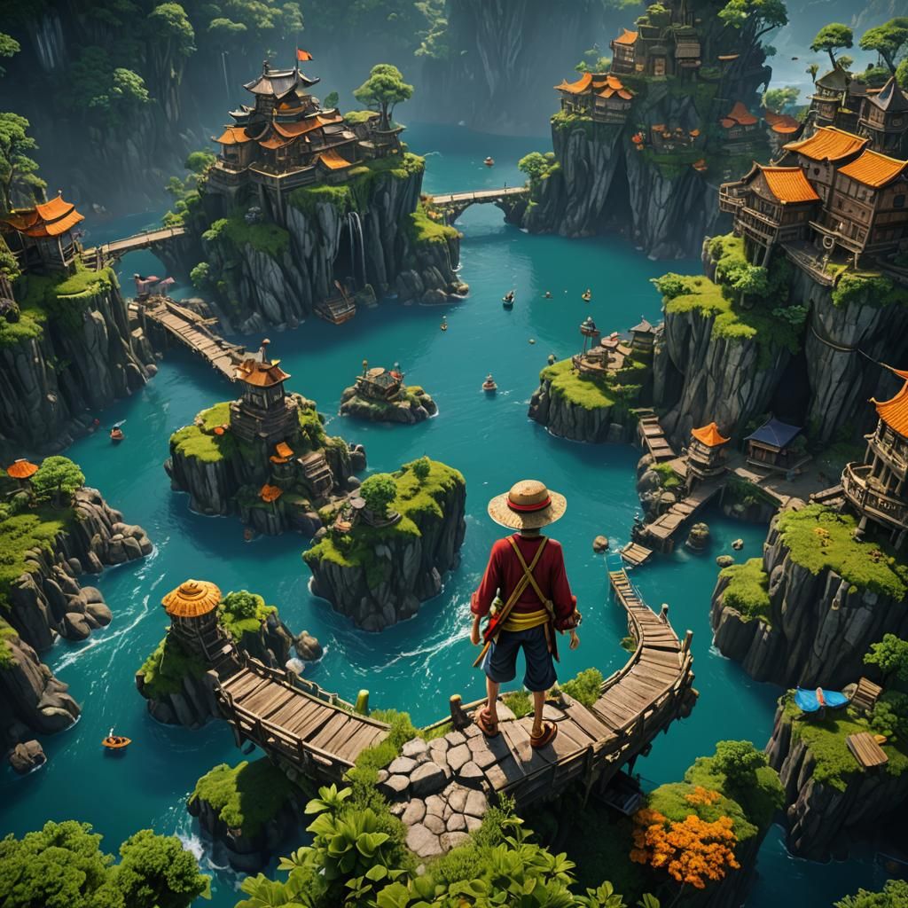 Detailed Matte Painting of Luffy in 8k