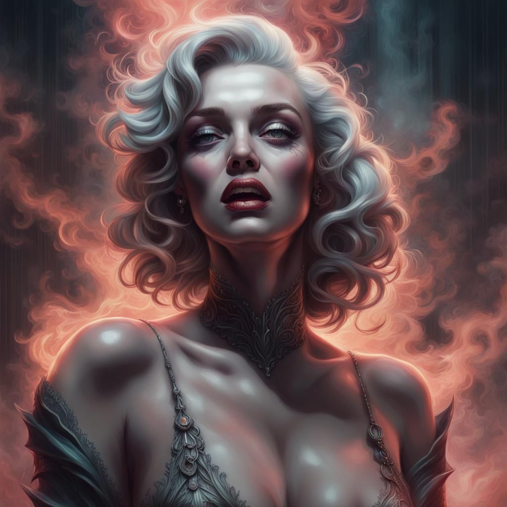Cyborg Marilyn with Terrifying Powers, Hyperdetailed Fantasy...