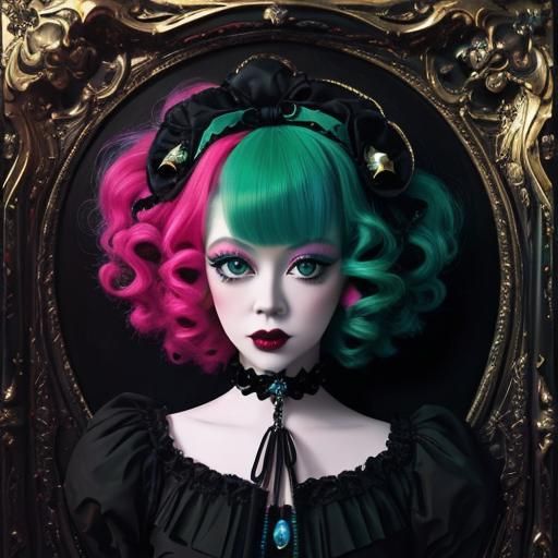 Gothic Porcelain Doll in Surrealist Style