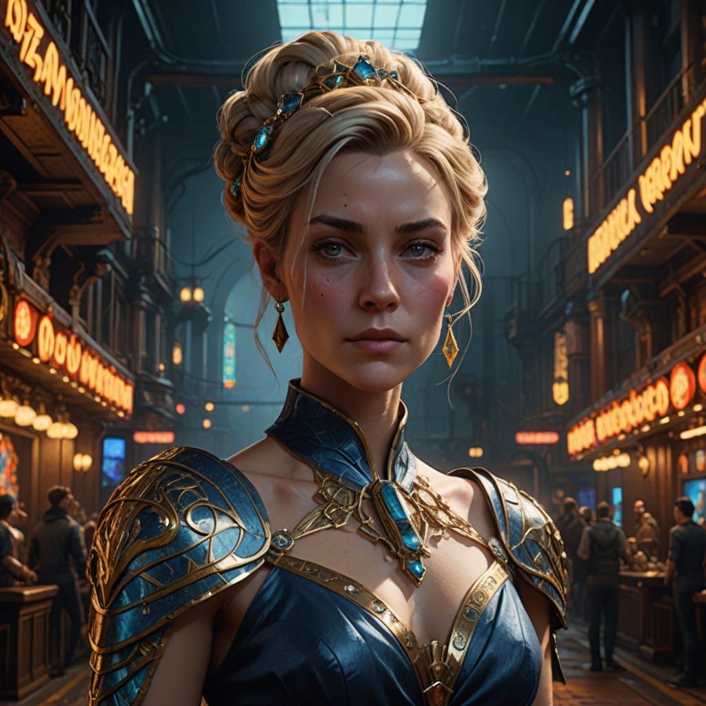 Elegant Woman in Midnight Gambling Hall