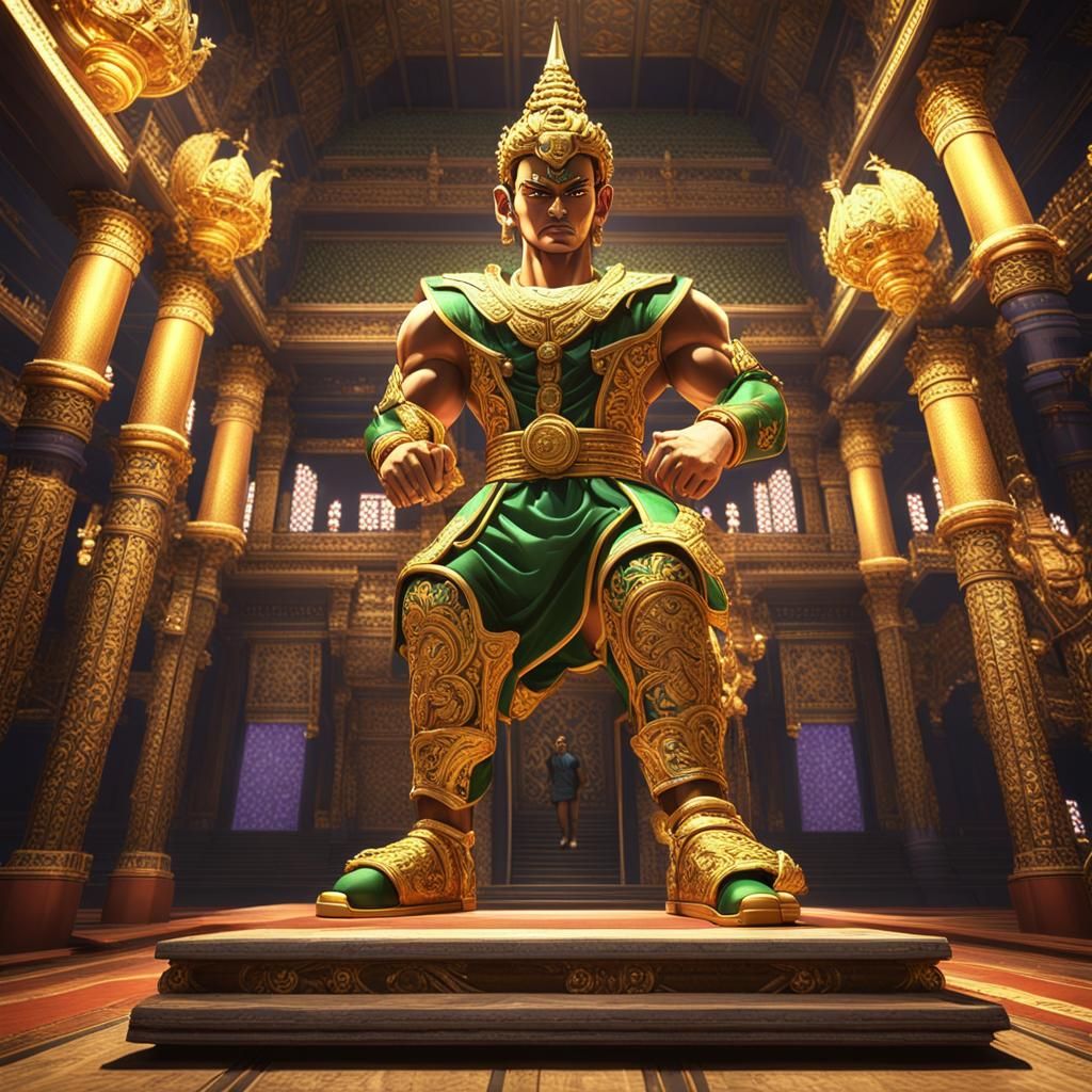 JoJo's Bizarre Adventure Character at Temple, 3D Render