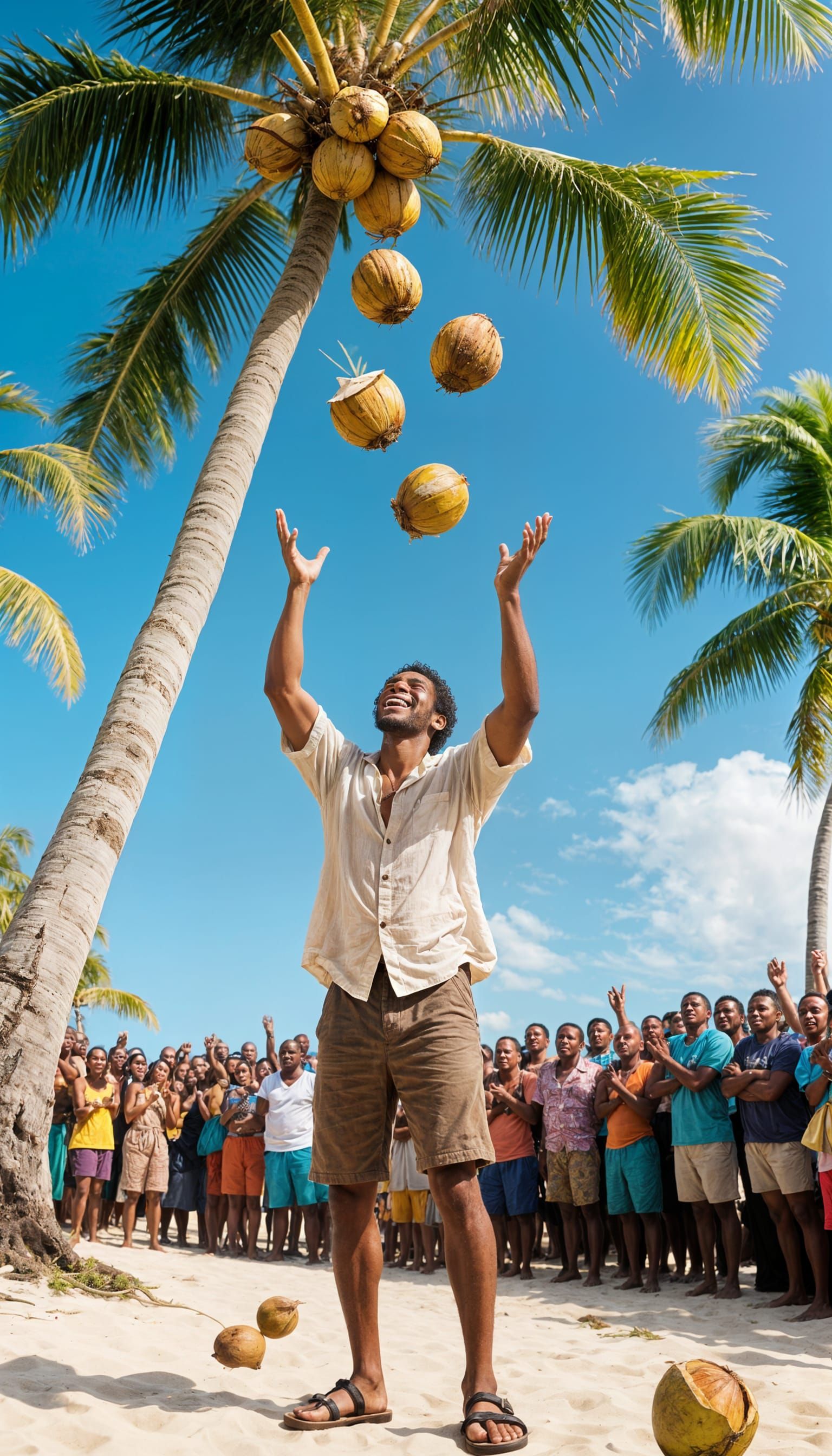 Caribbean Coconut Harvester Levitates Coconuts with Magic