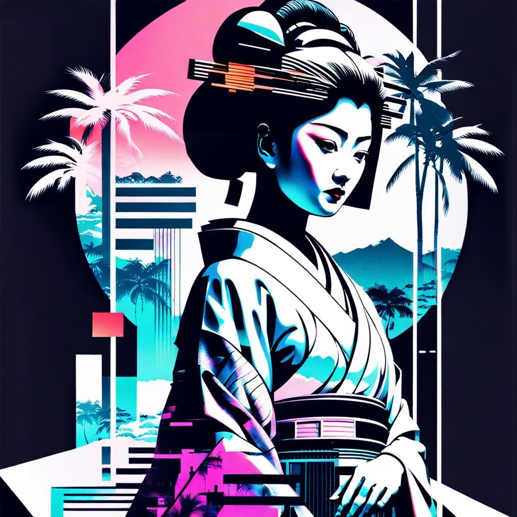 Geisha in Vaporwave