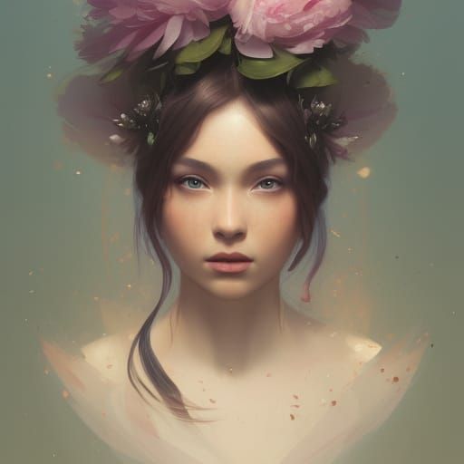 Peony Princess Portrait in Artgerm Style