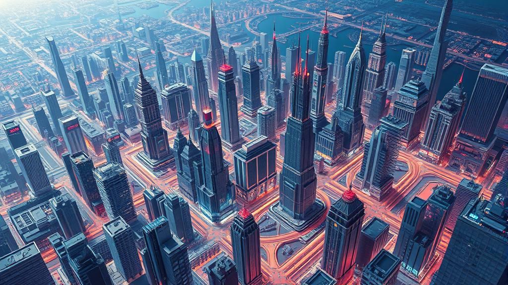 Futuristic Exploded Axonometric Cityscape in Architectural S...