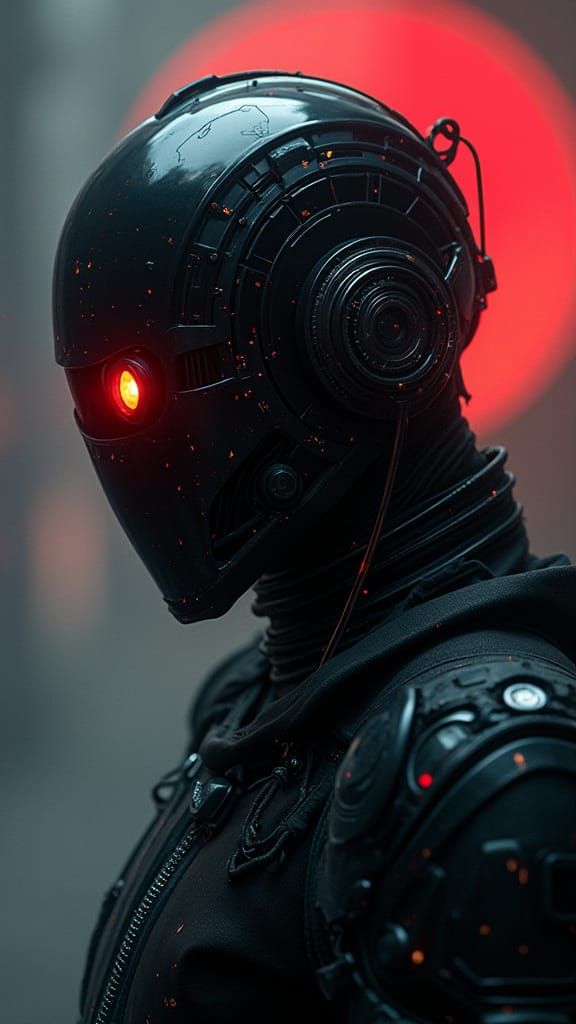 Cyberpunk Knight in Art Nouveau Style