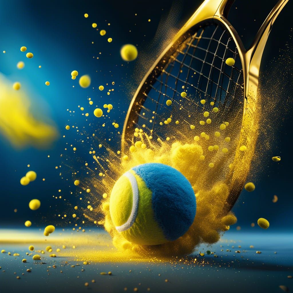 Tennis Ball Impact with Blue Powder Explosion