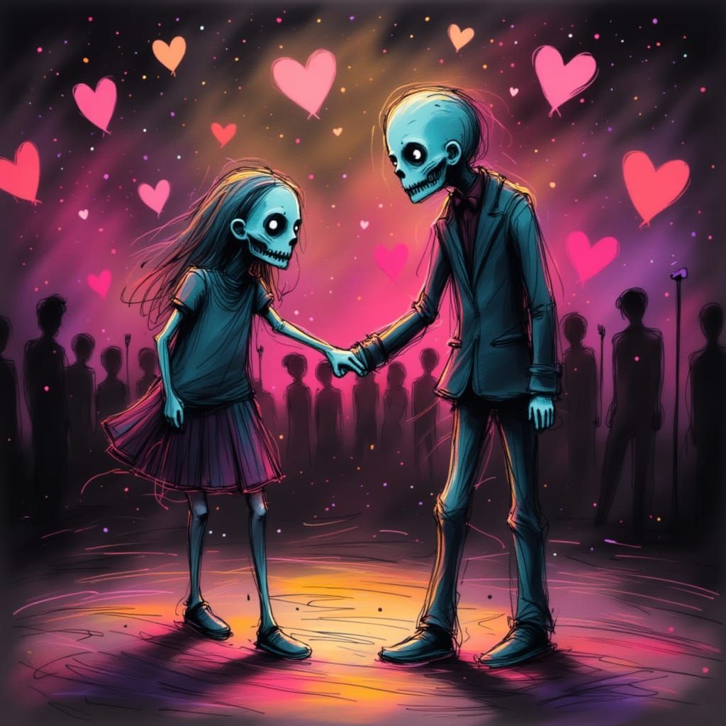 Zombies Hold Hands At Prom Night With Disco Ball