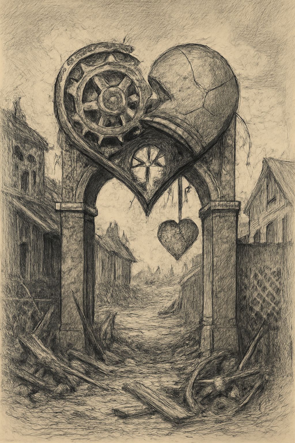 Industrial Surrealism: Mechanical Heart Gears of Madness