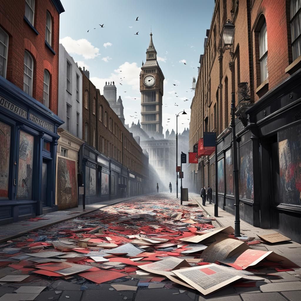 Civil War Aftermath: Abandoned City Street in Abstract Art