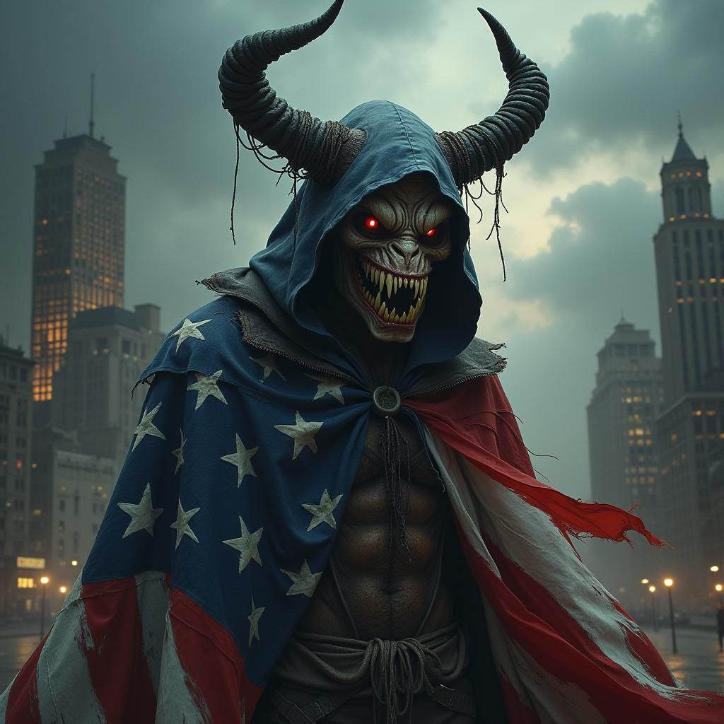 Demonic USA Figure in Dark Mystical Style