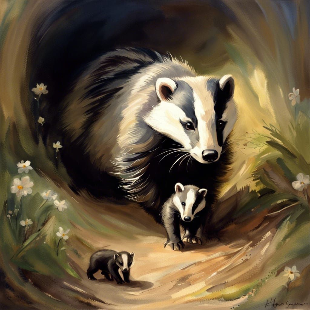 Badger Family Emerges into Divine Sunlight