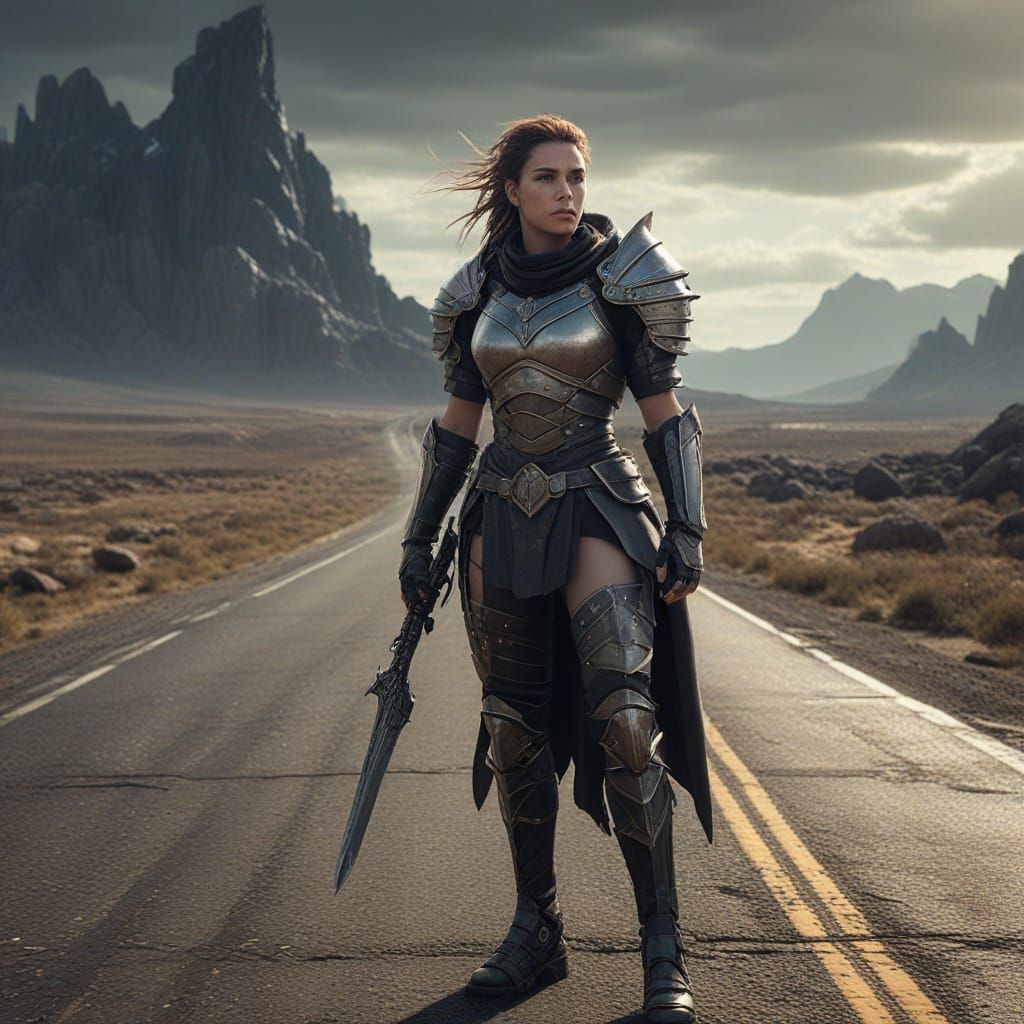 Fantasy Road Warrior in Detailed Armor