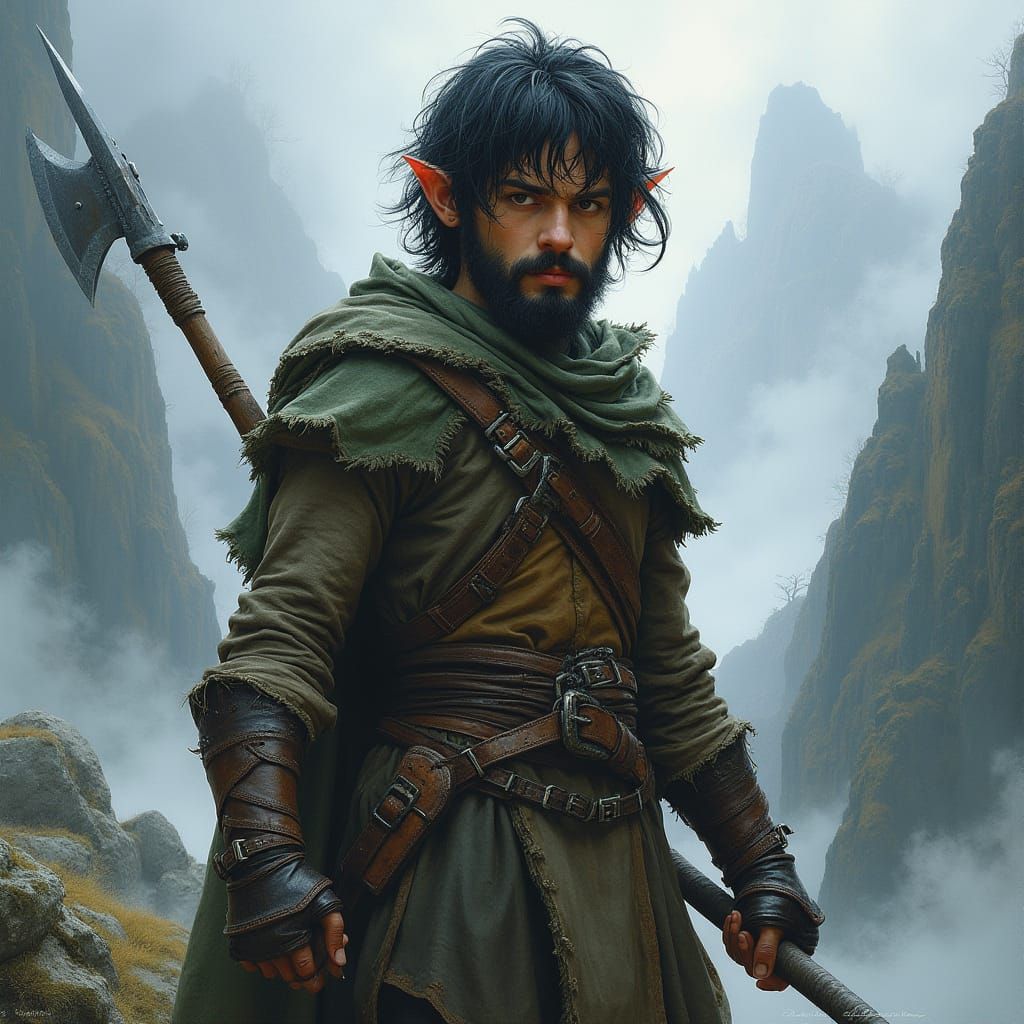 Fantasy Half-Elf Warrior in Frazetta Style