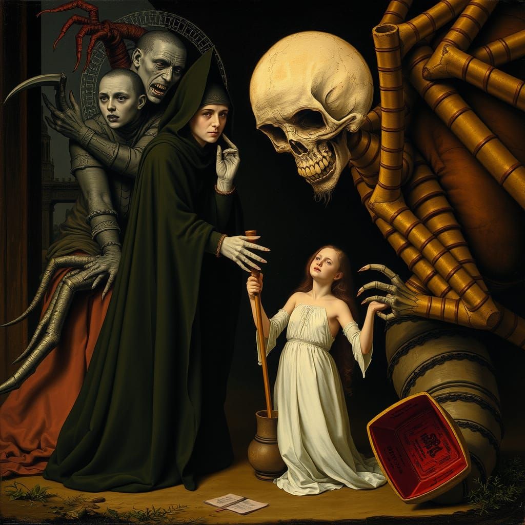 Surreal Creatures and Vampires in Dreamlike Portrait