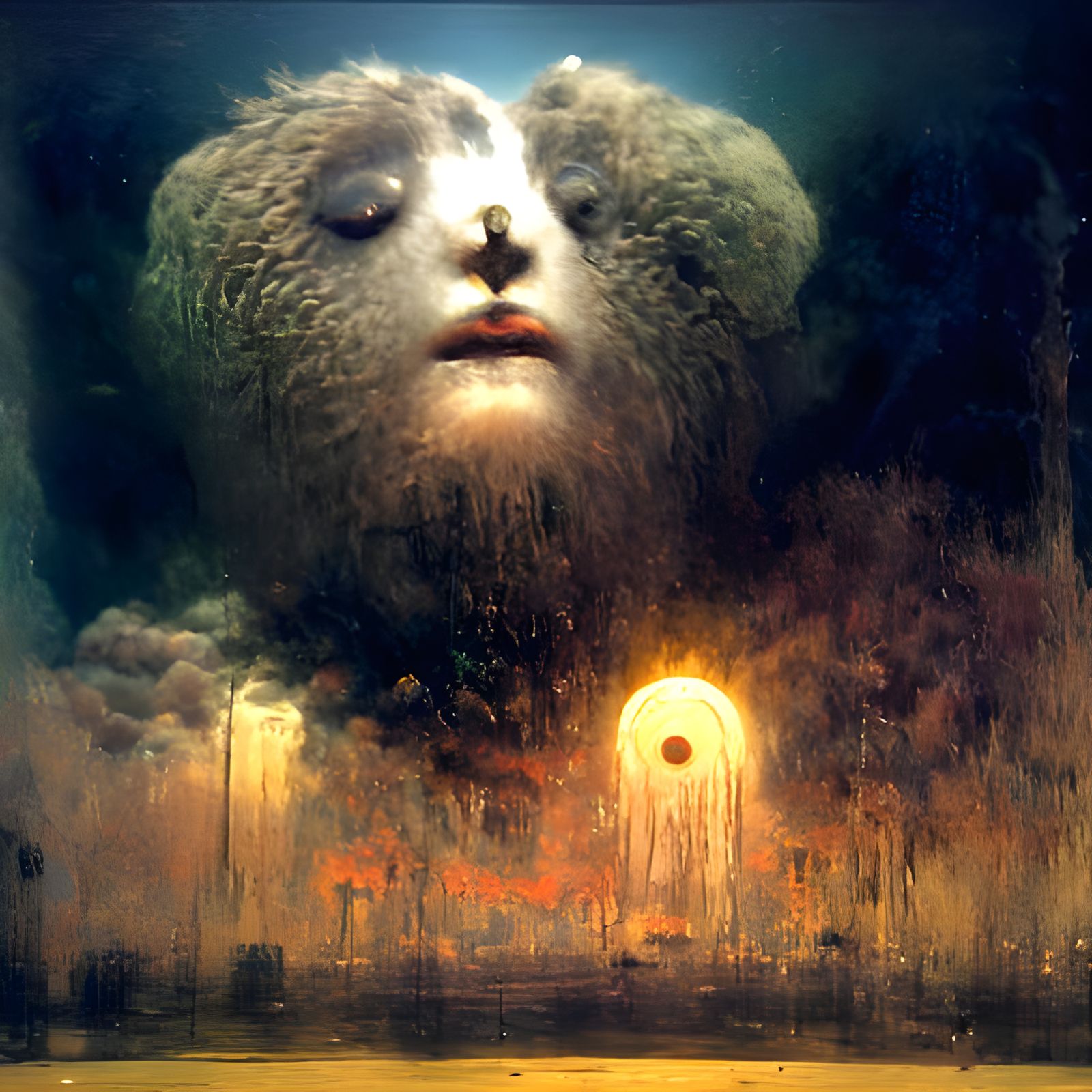 Divine Beams in Midnight Clouds: Gothic Bauhaus Art