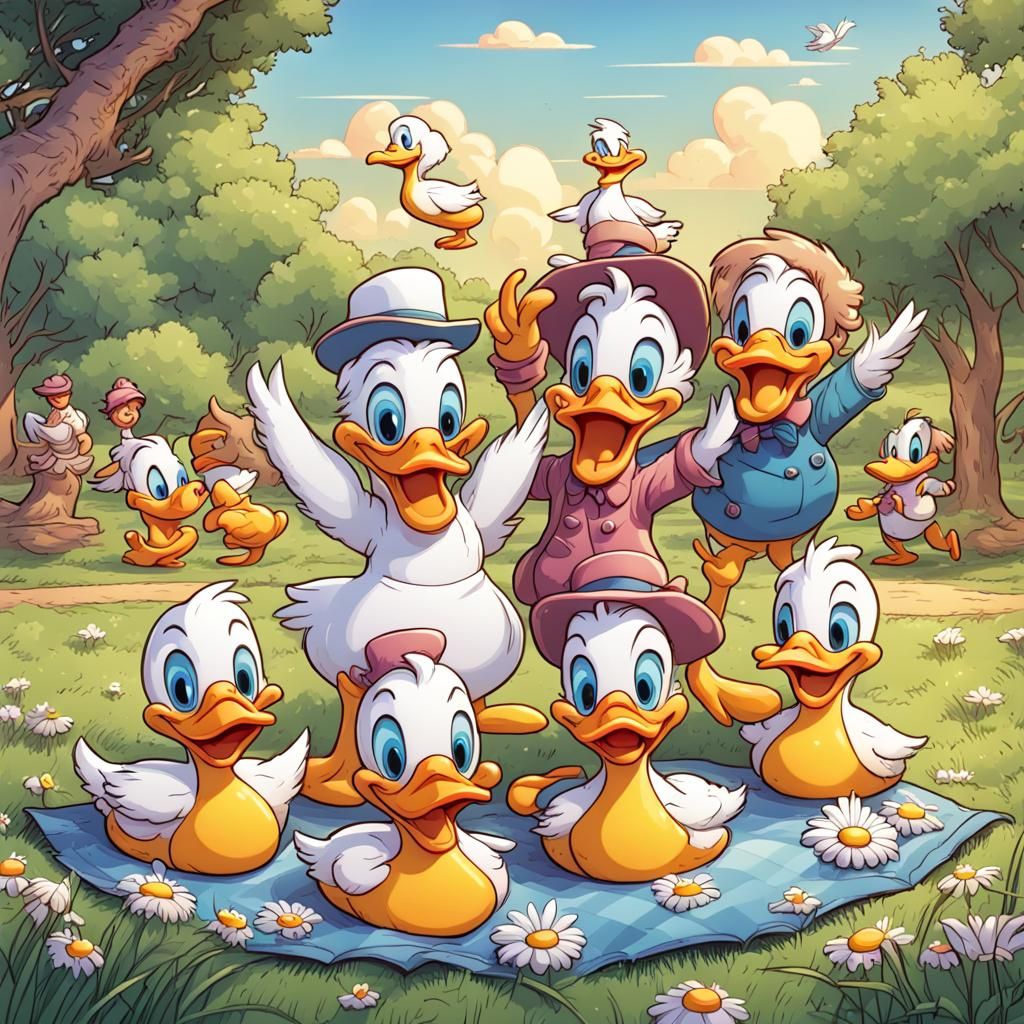 Daisy Duck Cartoon Children's Picnic in the Park