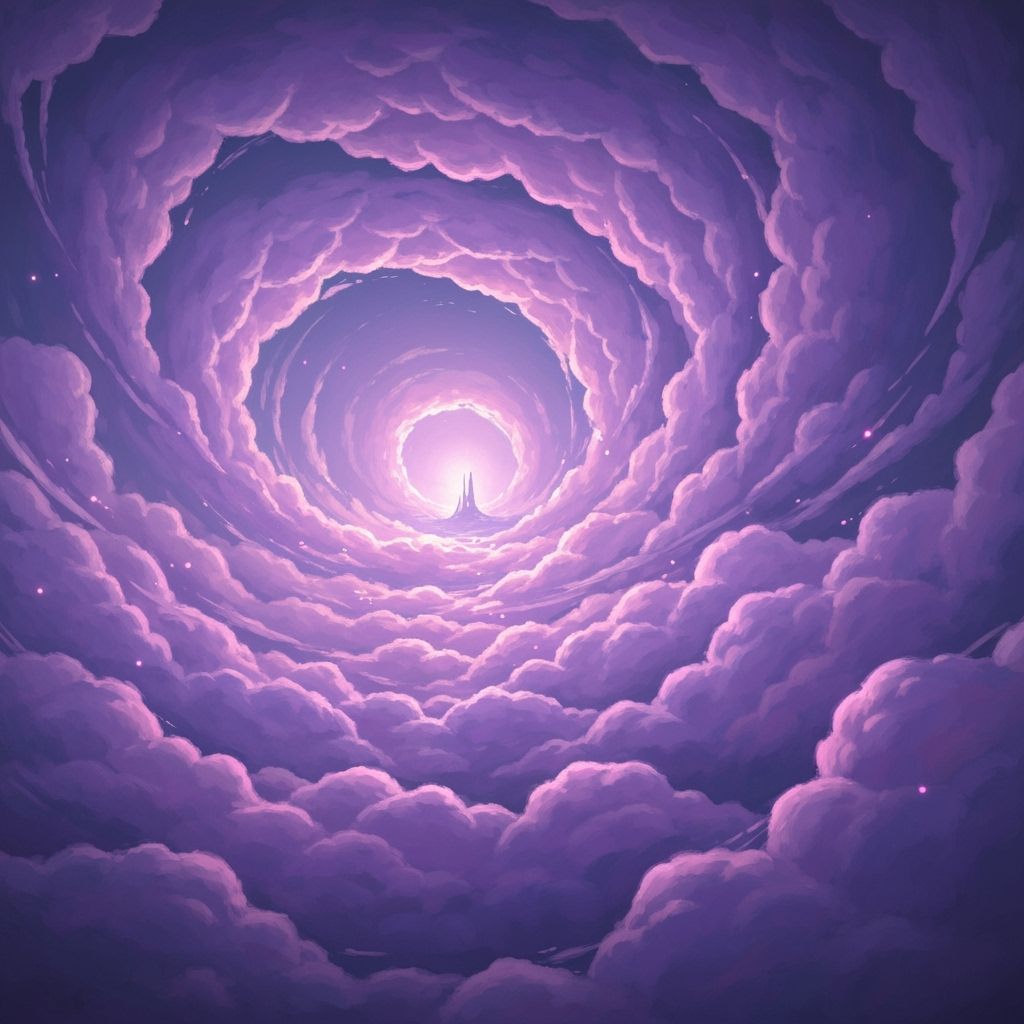 Ethereal Cloudscape with Cityscape in Dreamlike Painting Sty...