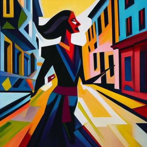 Woman Dancing: A German Expressionist Street Scene