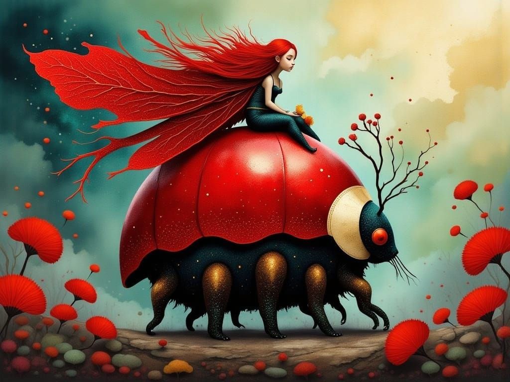 Whimsical Ladybug Fairy in 3D Anime Style