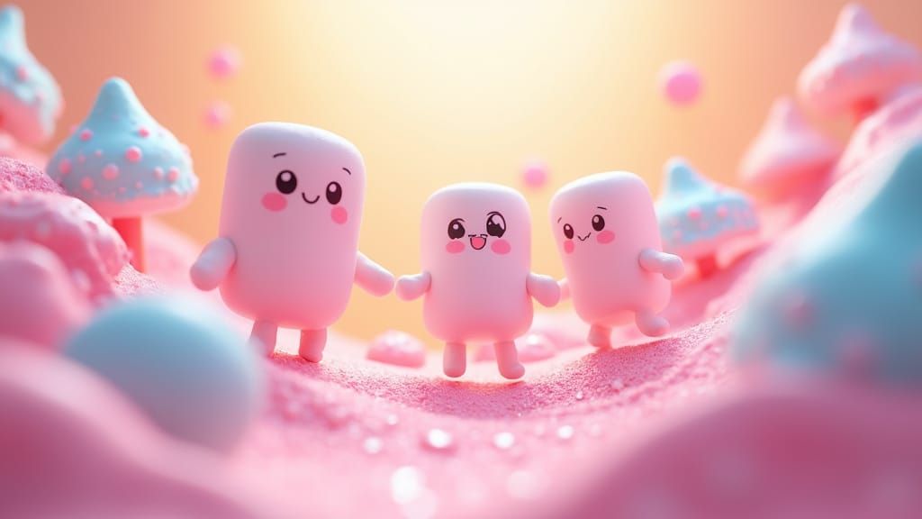 Kawaii Marshmallow World in Vibrant 3D Animation