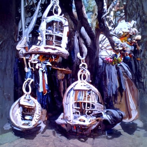 Whimsical Key Garden in Oil Painting Style