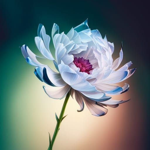 Shattered Glass Peony Flower in Detailed Matte Painting