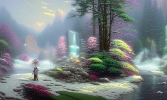 Ethereal Yeti in Misty Landscape