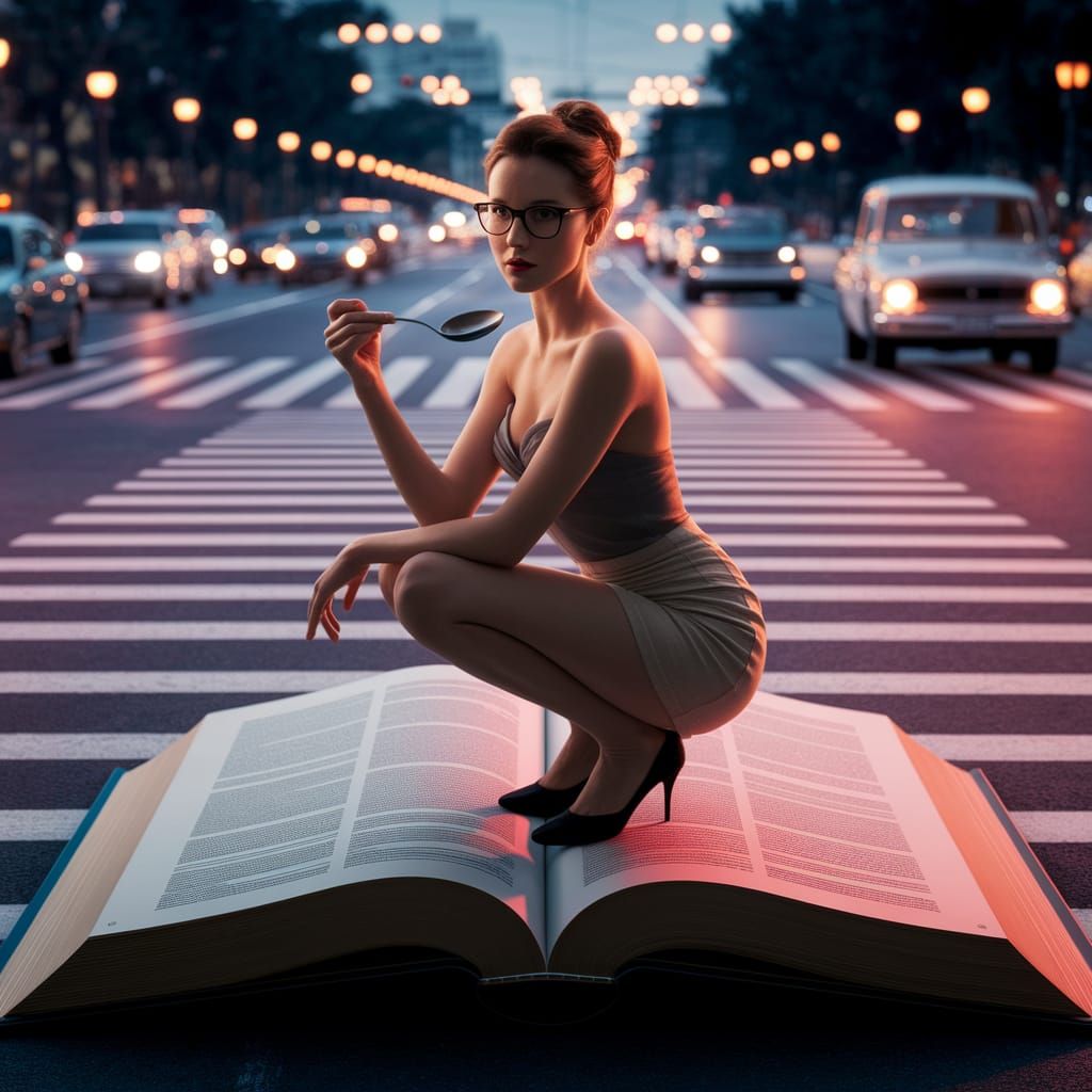 In the street with a spoon