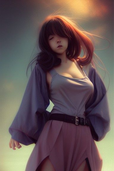 Energetic Anime Woman in Comic Book Style