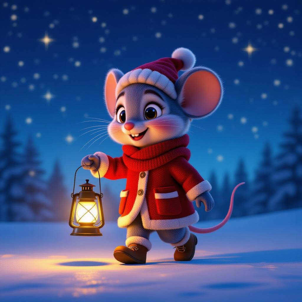 Mouse Lantern Walk on St. Martin's Day in 3D Style