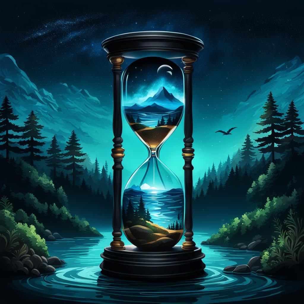 Hourglass Divided by Day and Night Scenery