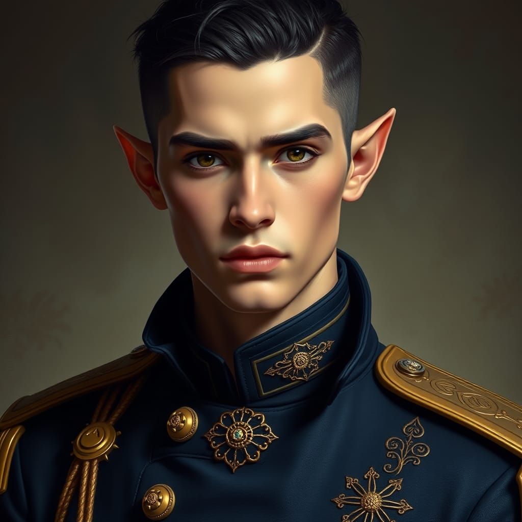 Elegant Elf Portrait in Art Nouveau Style